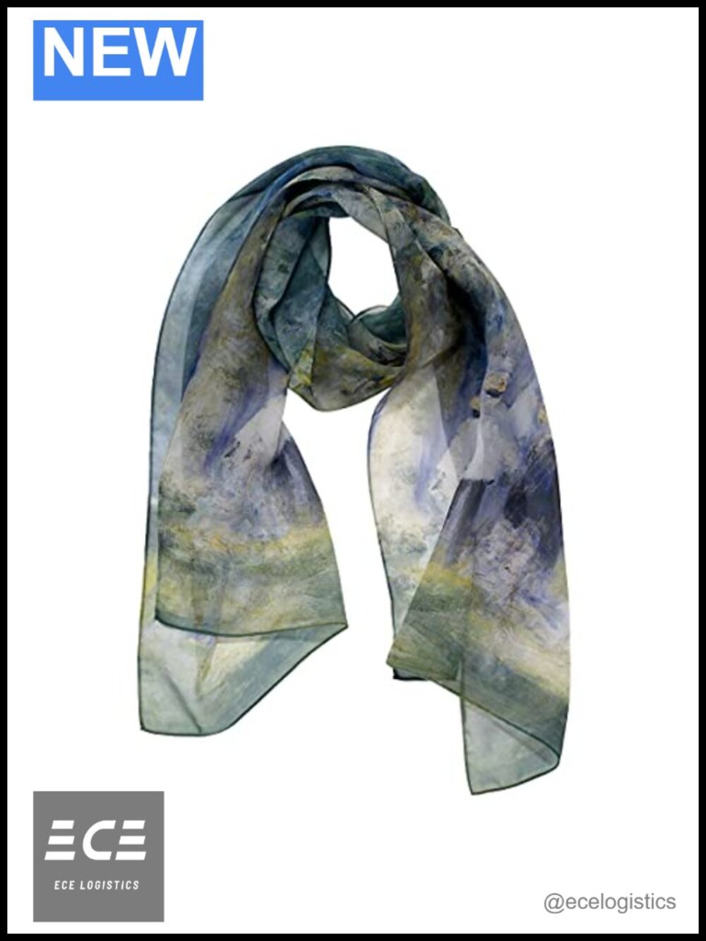 Art Print Fashion Scarf Polyester Lightweight Hand Wash Stylish Accessory